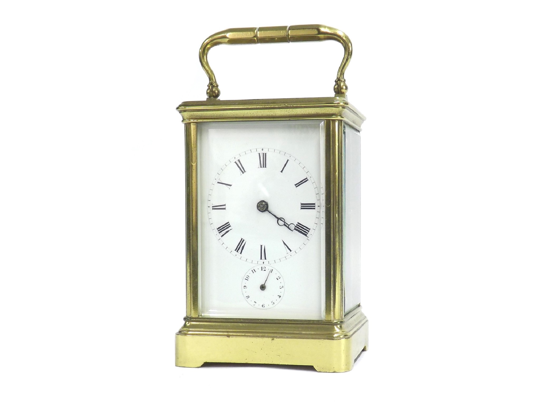 Appraisal: Good carriage clock timepiece with alarm and striking on a