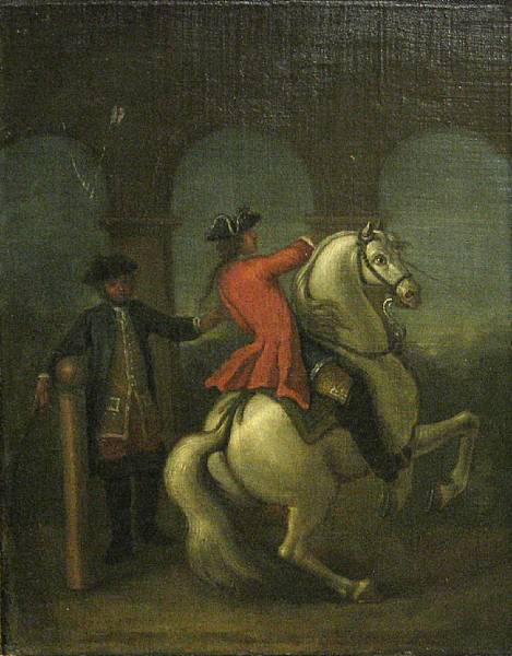 Appraisal: Austrian School th Century The riding lesson unsigned oil on