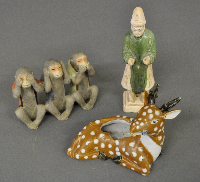 Appraisal: - Collection of misc figures incl a porcelain deer monkeys