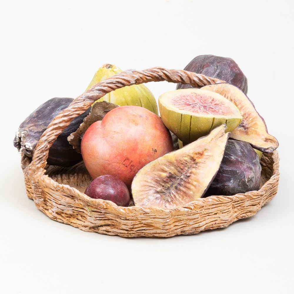 Appraisal: Claire Potter Painted Porcelain Model of a Basket of Fruits