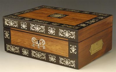 Appraisal: A th century kingwood and mother of pearl marquetry box