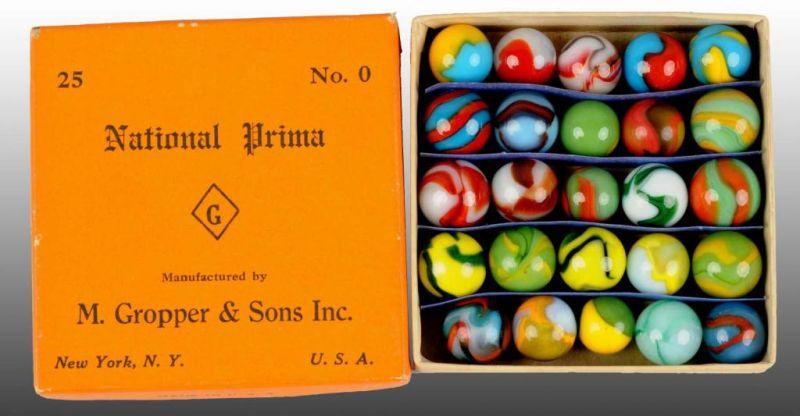 Appraisal: National Prima Original Box No Marbles Description Machine-made marbles Includes