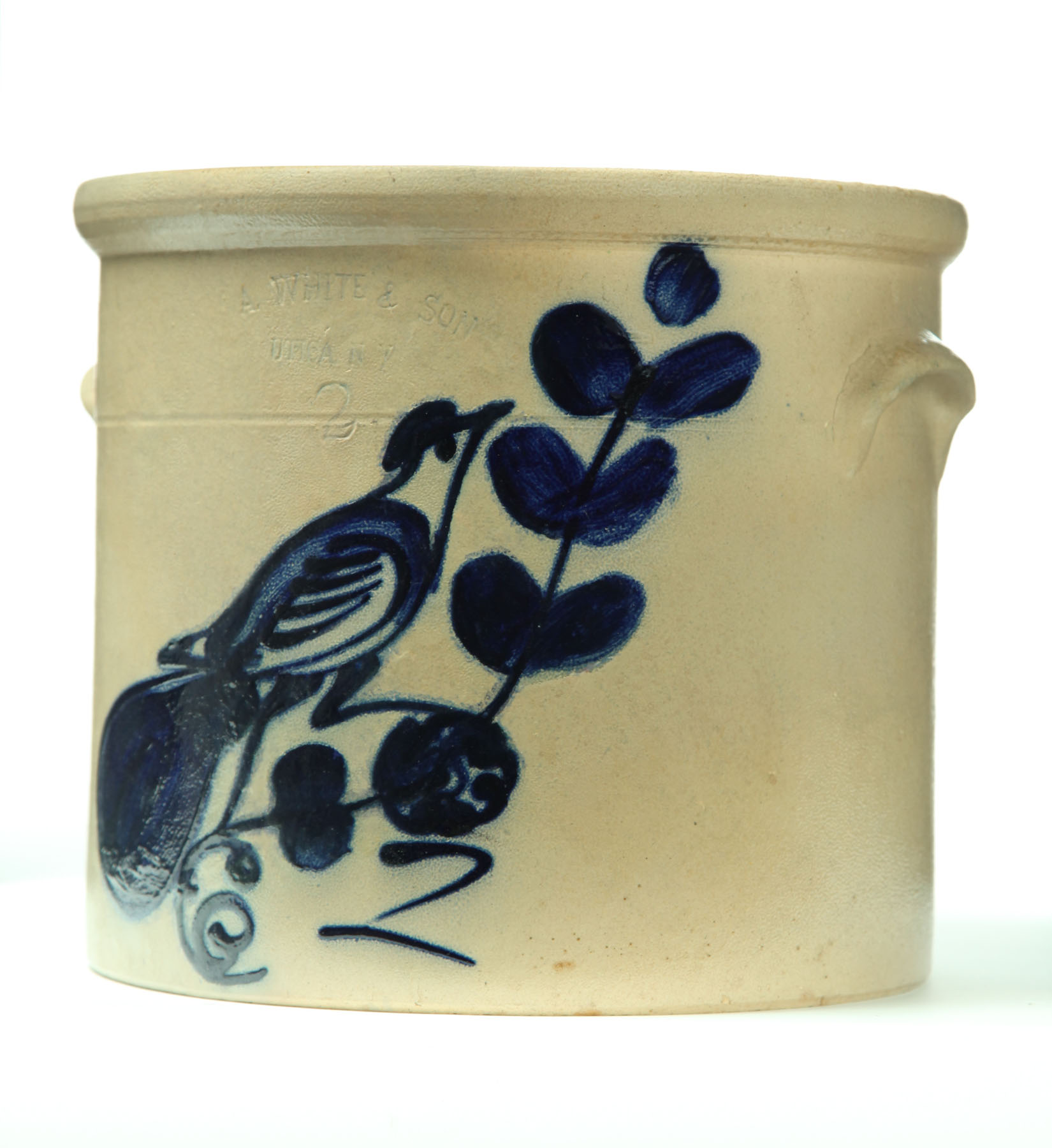 Appraisal: STONEWARE CROCK American nd quarter- th century Dark cobalt paddle