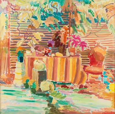 Appraisal: Joseph B O'Sickey American b Trellis in Gold Oil on