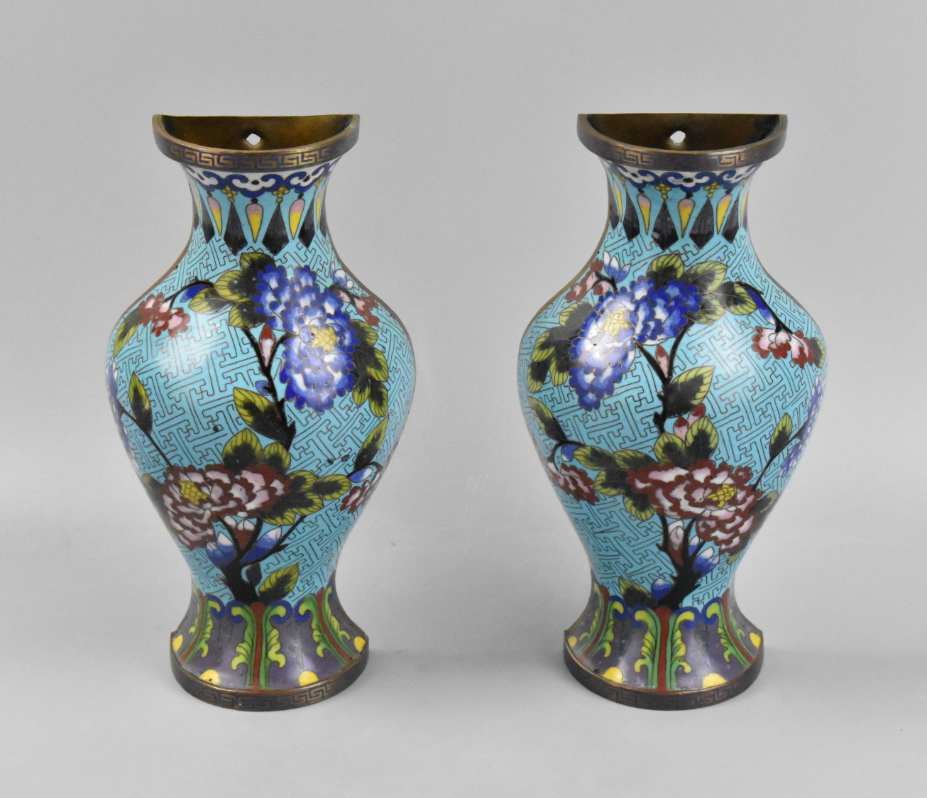 Appraisal: A pair of Chinese ROC Period cloisonne wall vases S