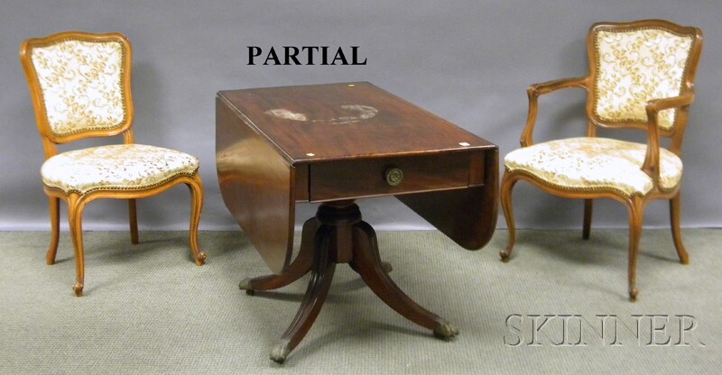 Appraisal: Late Classical Mahogany Drop-leaf Pedestal-base Dining Table and Four Louis