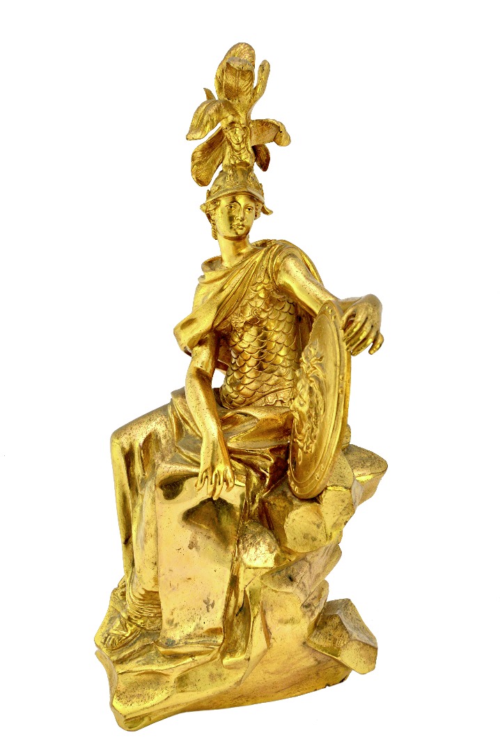 Appraisal: A gilt bronze figure of Athena late th century seated