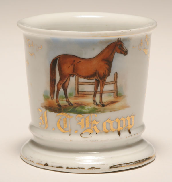 Appraisal: Occupational shaving mug Sorrel Stallion Gilt trim Good condition minor