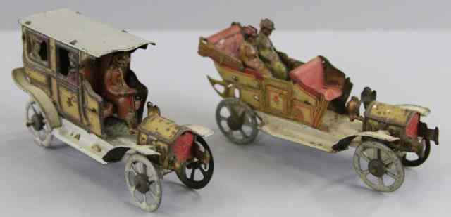 Appraisal: LOT OF TWO MEIER VEHICLE PENNY TOYS Germany lithographed tin