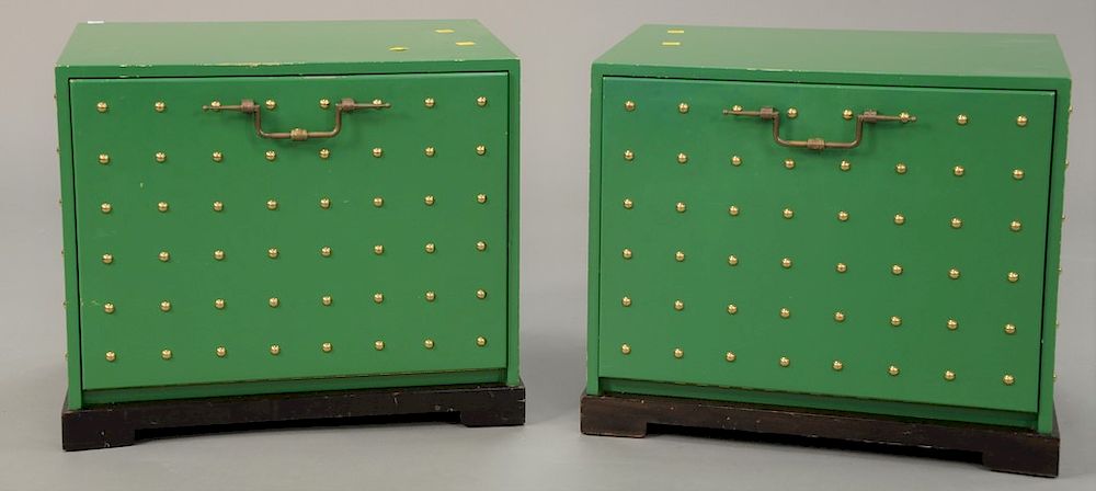 Appraisal: Pair of Tommi Parzinger - Parzinger originals studded cabinet green