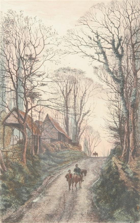 Appraisal: FRED SLOCOMBE British - TRAVELERS ON A ROAD IN MIDDLESEX