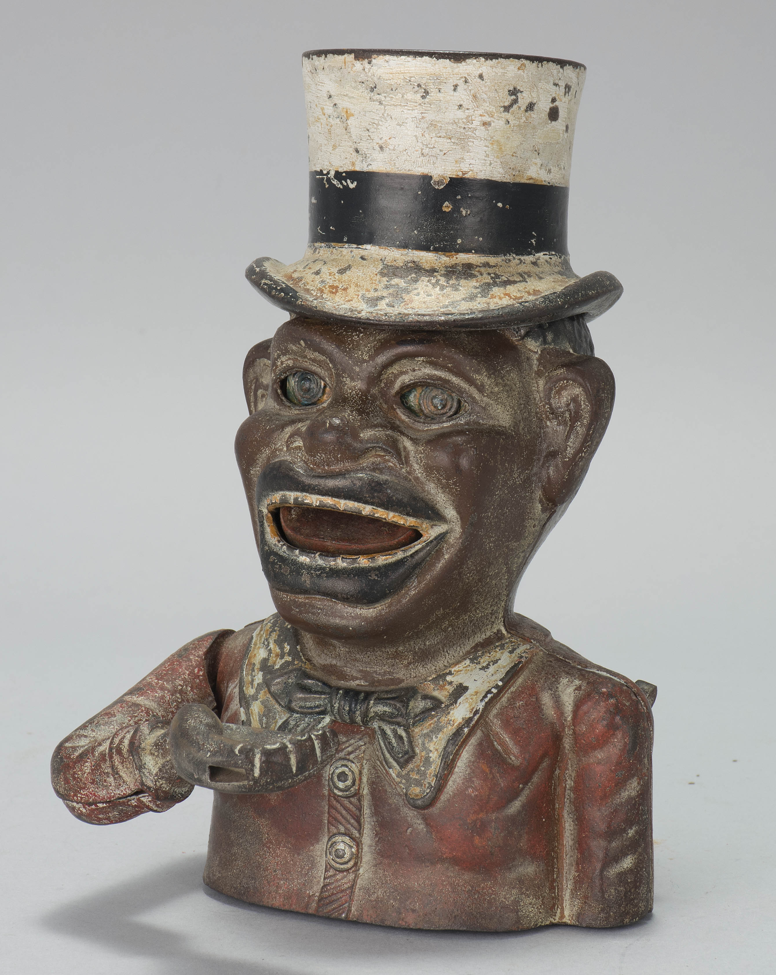 Appraisal: JOLLY N WITH TOP HAT CAST IRON MECHANICAL BANK Circa