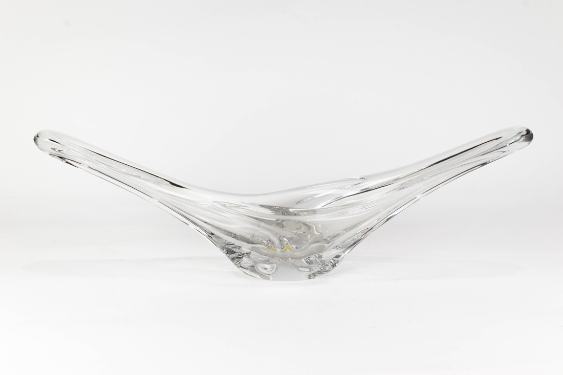 Appraisal: Daum glass free-form center bowl in the Curvilinear pattern engraved