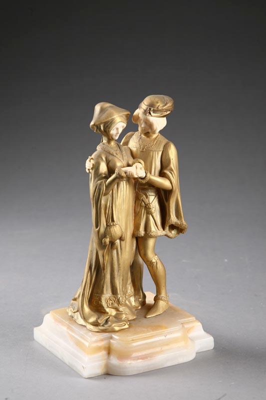 Appraisal: GILT BRONZE SCULPTURE OF A RENAISSANCE COUPLE EUROPEAN LATE TH