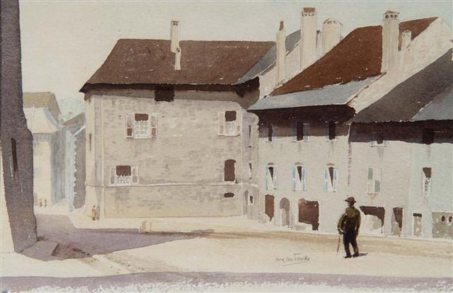 Appraisal: MYLES TONKS - - A village street with figure signed