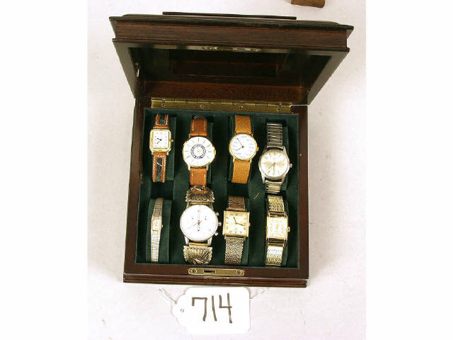 Appraisal: Collection of vintage and collectible wristwatches in fine rosewood case