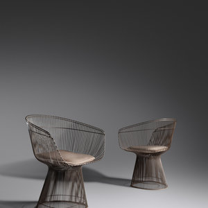 Appraisal: Warren Platner - Pair of Side ChairsKnoll USA steel upholstery