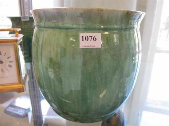 Appraisal: JOHN CAMPBELL GREEN GLAZED VASE SIGNED AND DATED HAIRLINE