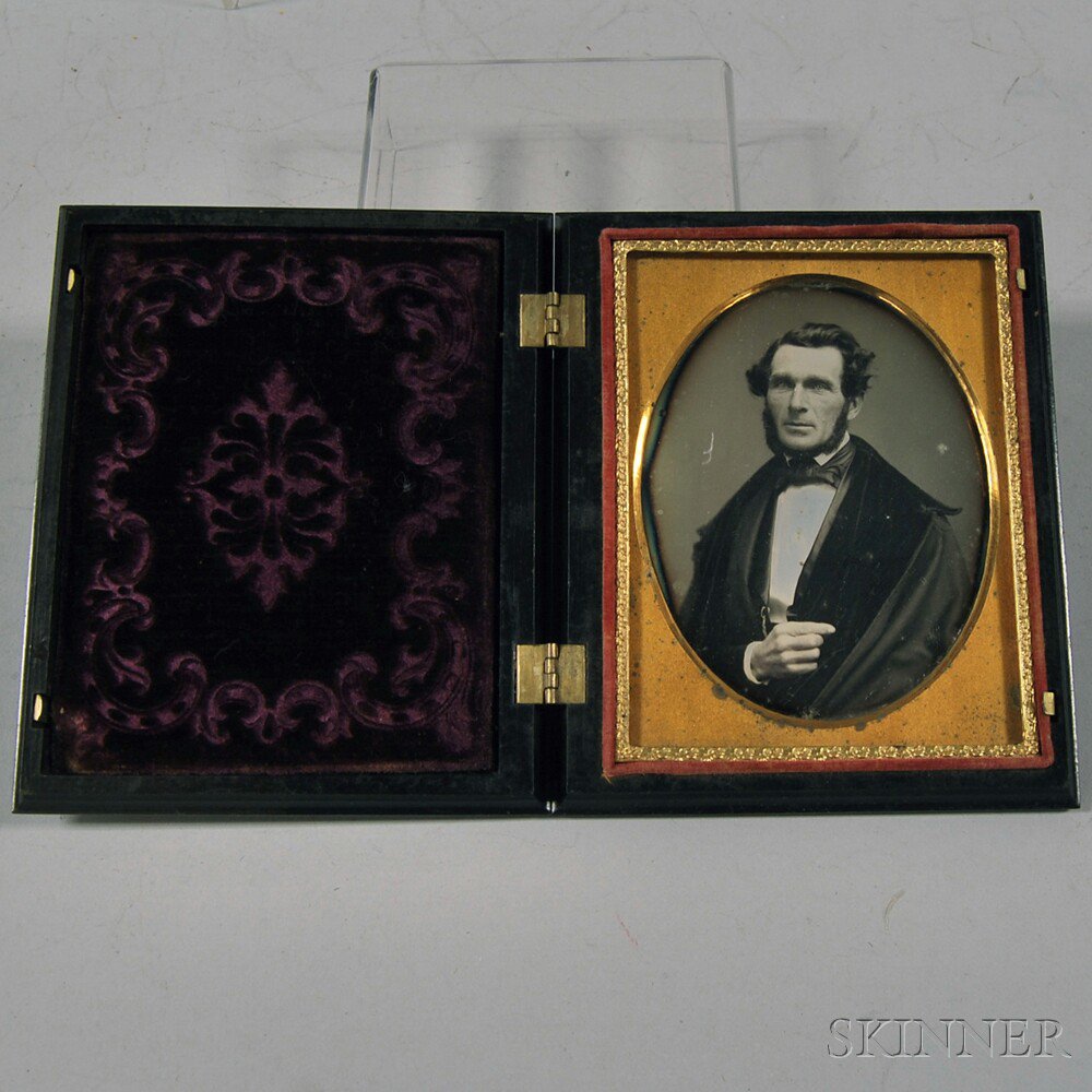 Appraisal: Quarter-plate Daguerreotype Portrait of a Bearded Gentleman in a brown