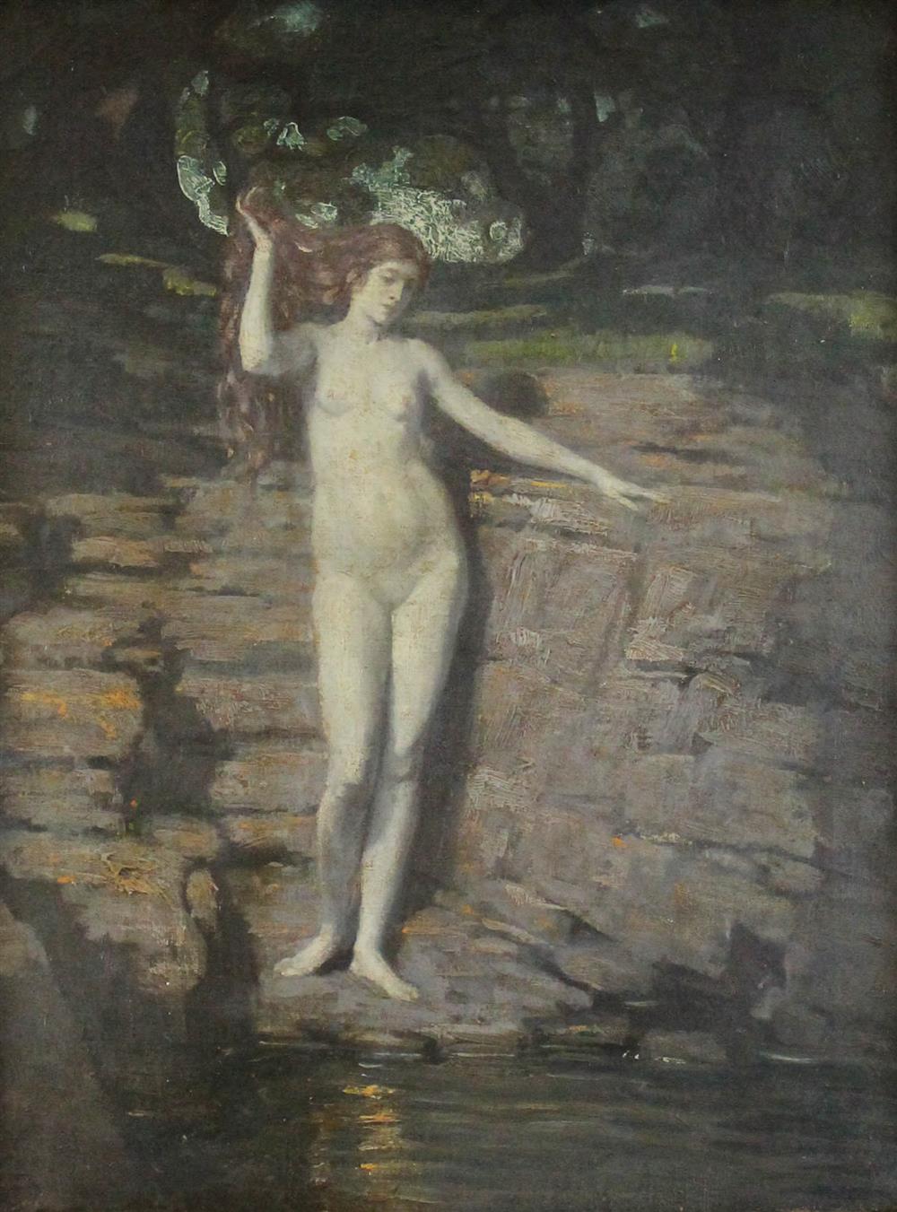 Appraisal: AMERICAN SCHOOL TH CENTURY WATER NYMPH Oil on canvas x