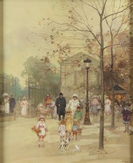 Appraisal: Painting Eug ne Galien Eug ne Galien-Laloue French - Promenade