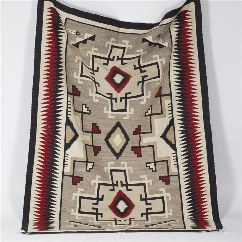 Appraisal: Navajo Indian Woven Wool Rug Red black and shades of