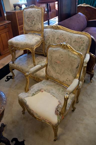 Appraisal: THREE PIECE LOUIS XV STYLE GILTWOOD SALON SUITE