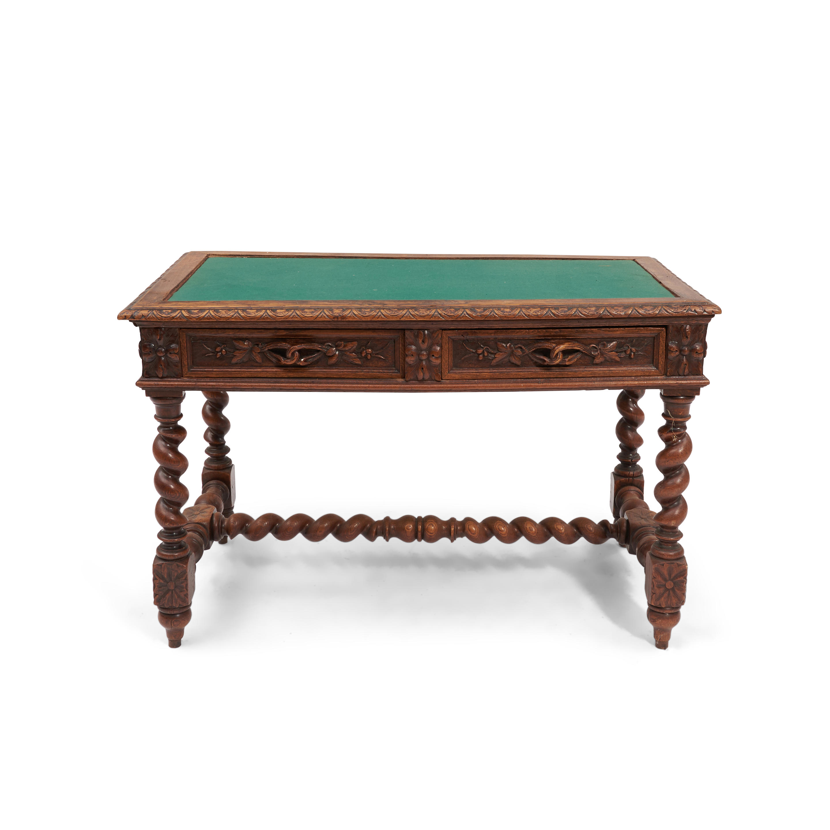 Appraisal: Louis XIII-style Oak Writing Desk with carved sides carved rope-twist