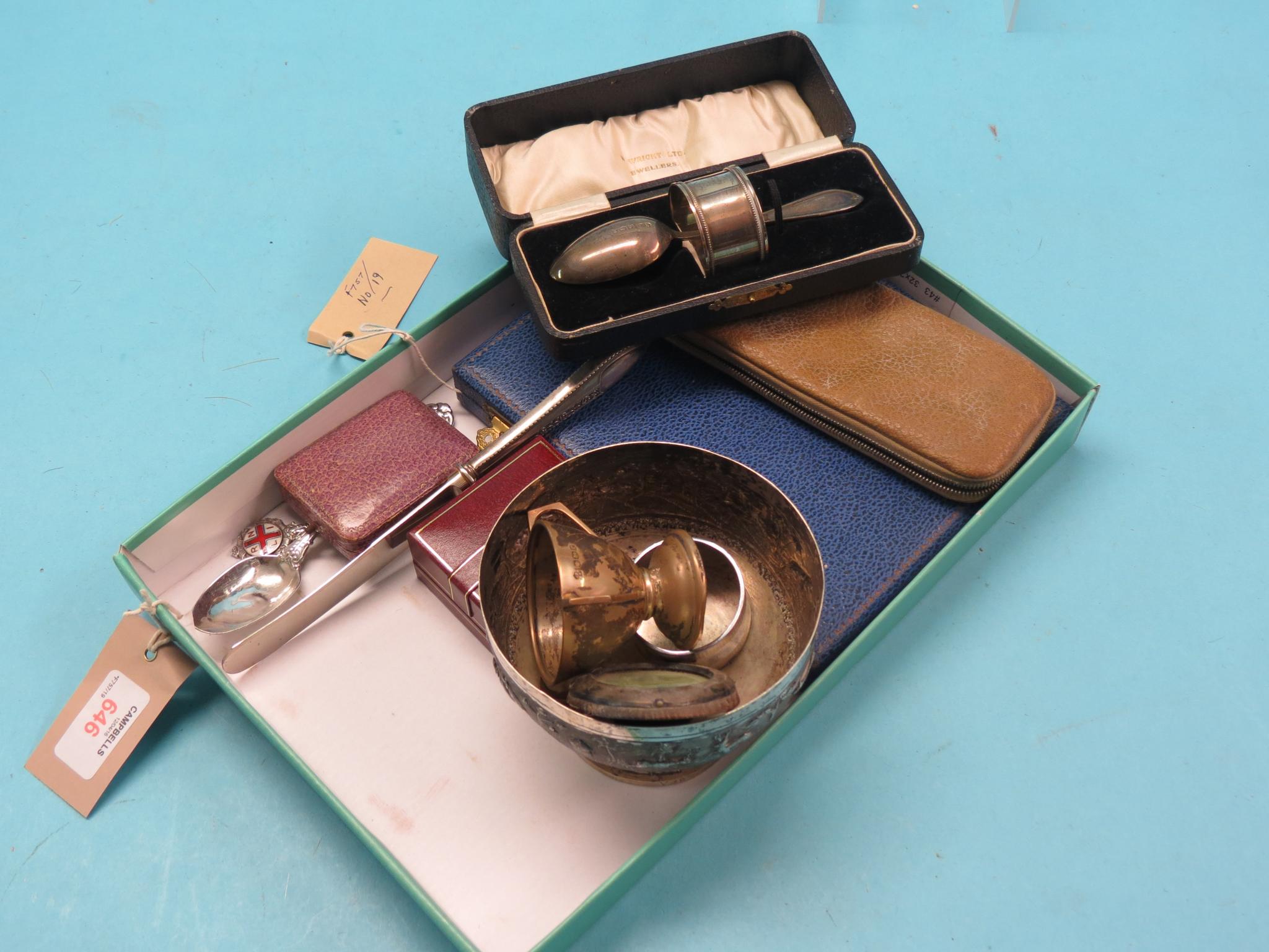 Appraisal: A small assortment of silver flatware silver three-handled trophy Eastern