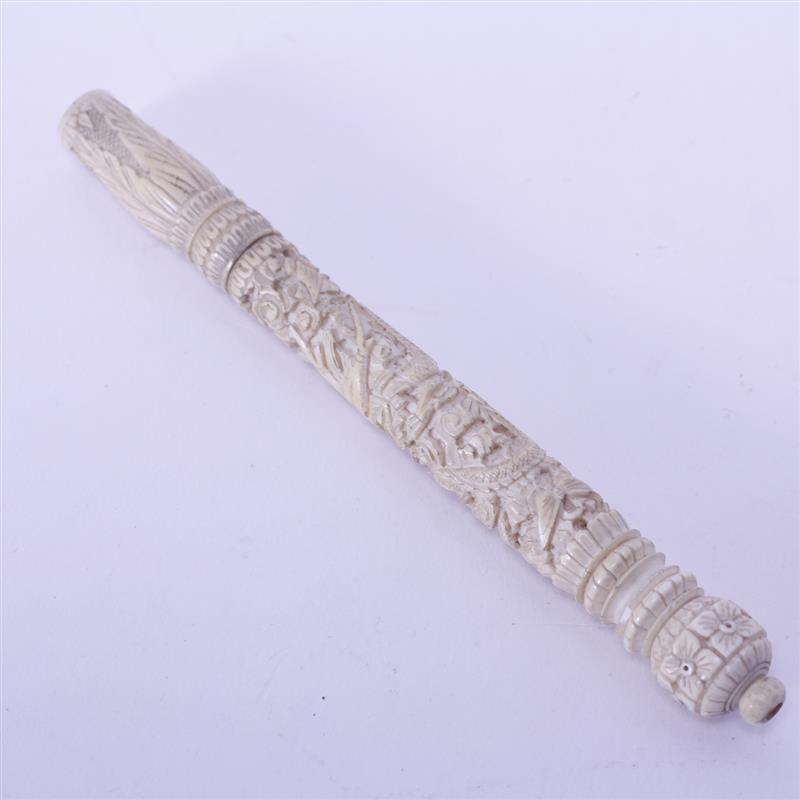 Appraisal: Chinese Carved Ivory Piece with Dragon motif Possibly Parasol handle