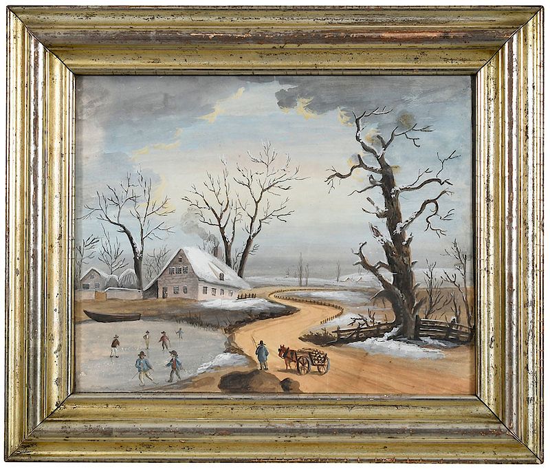 Appraisal: European School th century Winter Landscape with Skater's on a