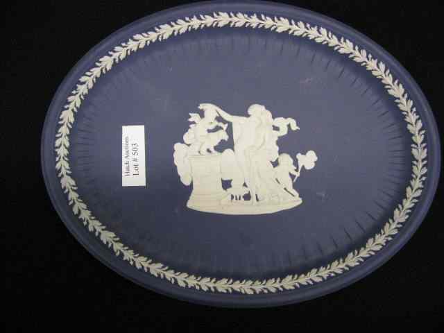 Appraisal: Wedgwood Jasperware Oval Dresser Tray romantic scene with cherubs and