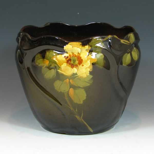 Appraisal: Weller Louwelsa standard glaze jardiniere with floral decoration Unmarked Two