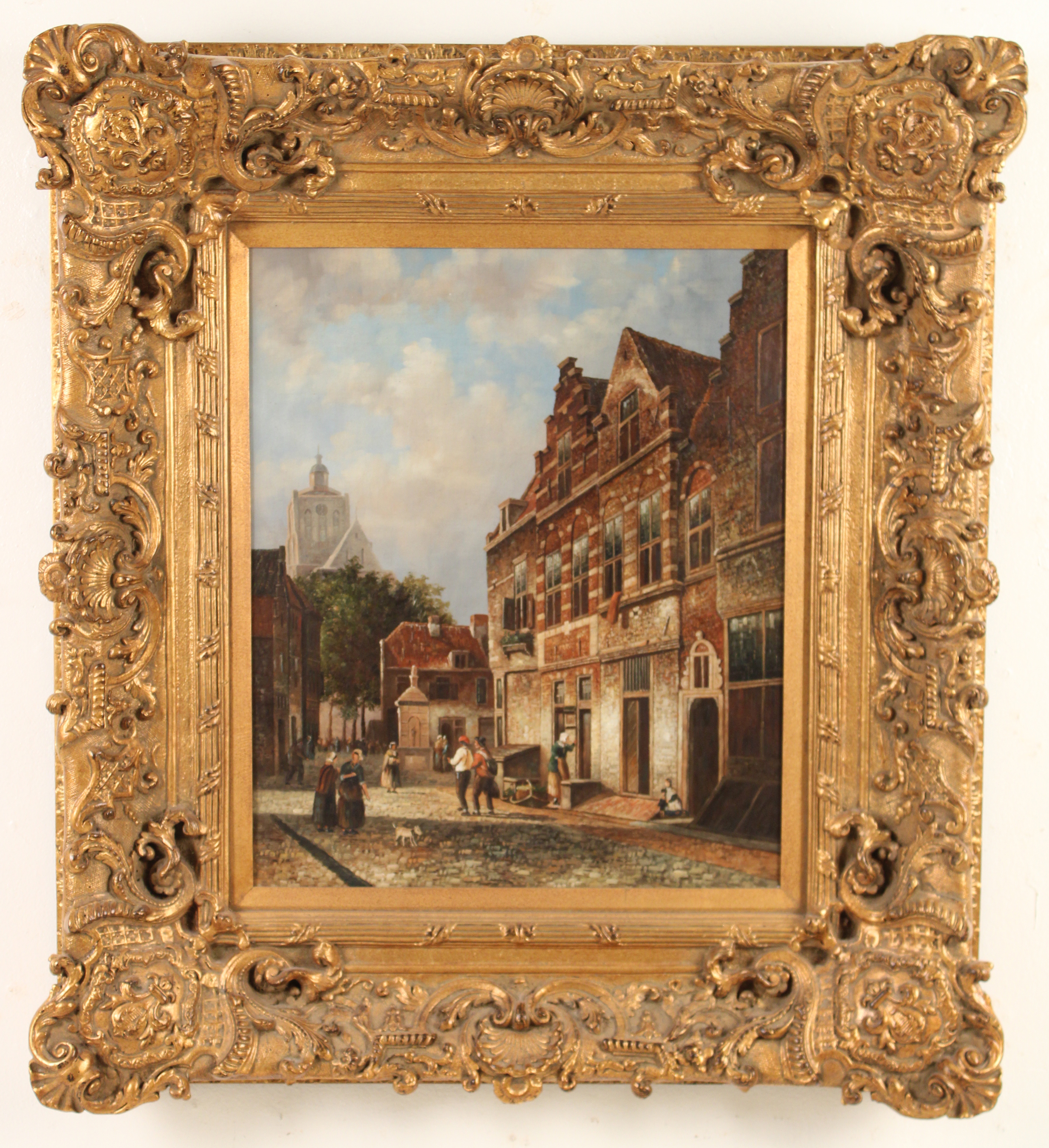 Appraisal: DUTCH STREET SCENE AFTER CORNELIS SPRINGER Oil on canvas depicting