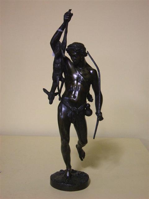 Appraisal: BRONZE FIGURE OF A HUNTSMAN Signed 'J Pradier' James Jean-Jacques