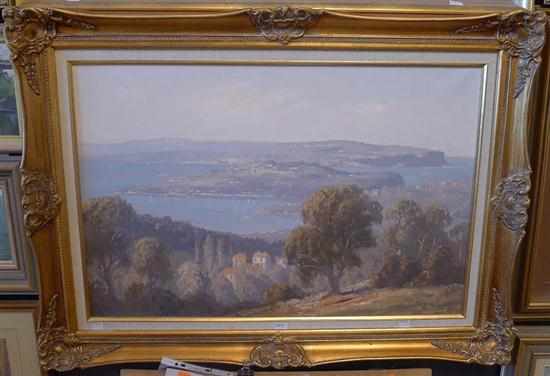 Appraisal: LEON HANSEN SYDNEY HARBOUR FROM WATSONS BAY OIL ON CANVAS