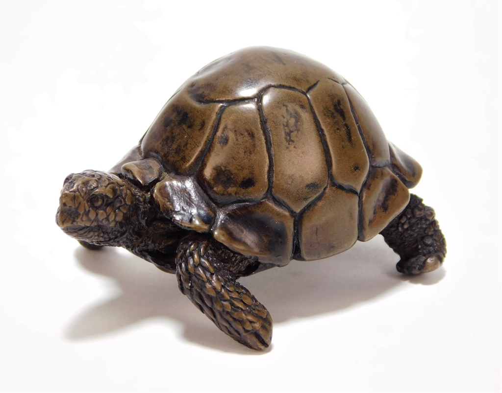 Appraisal: C JAPANESE OKIMONO NETSUKE BRONZE TORTOISE Japan th CenturyRealistic tortoise