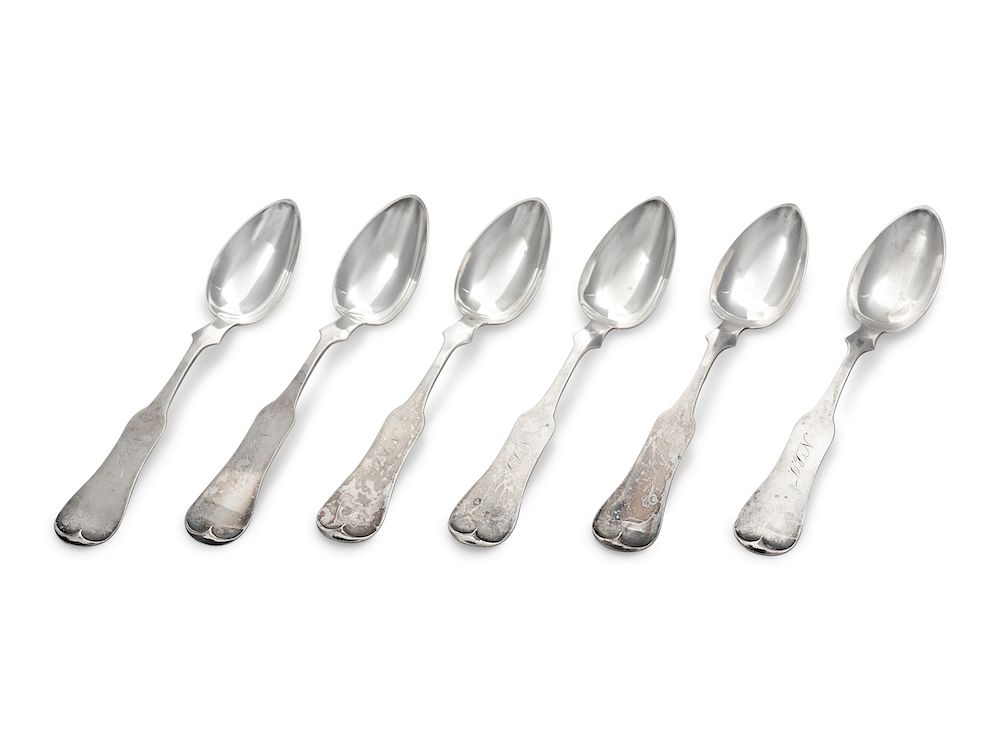 Appraisal: A Group of Coin Silver Spoons total each en A