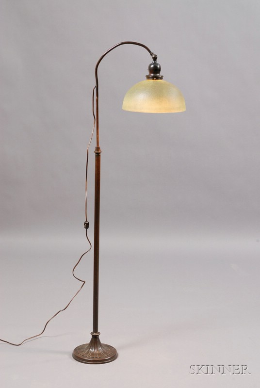 Appraisal: Handel Floor Lamp Glass and patinated metal Meriden Connecticut early