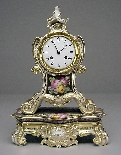 Appraisal: A Jacob Petite style porcelain mantel clock height in width