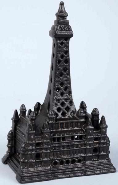 Appraisal: Cast Iron Black Tower Still Bank Beautiful original japanning Condition