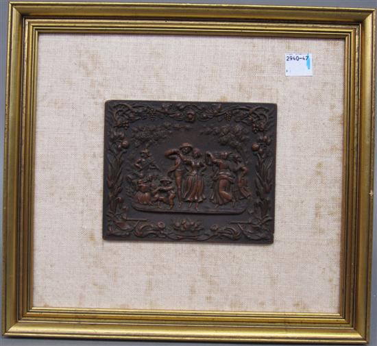 Appraisal: CONTINENTAL CARVED PLAQUE Composition Country dance with harvest border x