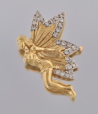 Appraisal: A Whimsical Fairy Gold and Diamond Pendant k yellow gold