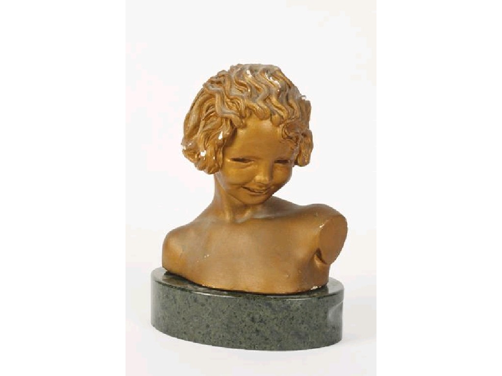 Appraisal: PHOEBE STABLER A GILT PLASTER BUST OF A YOUNG GIRL