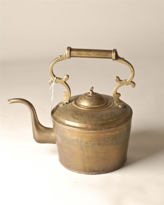 Appraisal: Brass Tea Kettle floral motif high wide deep