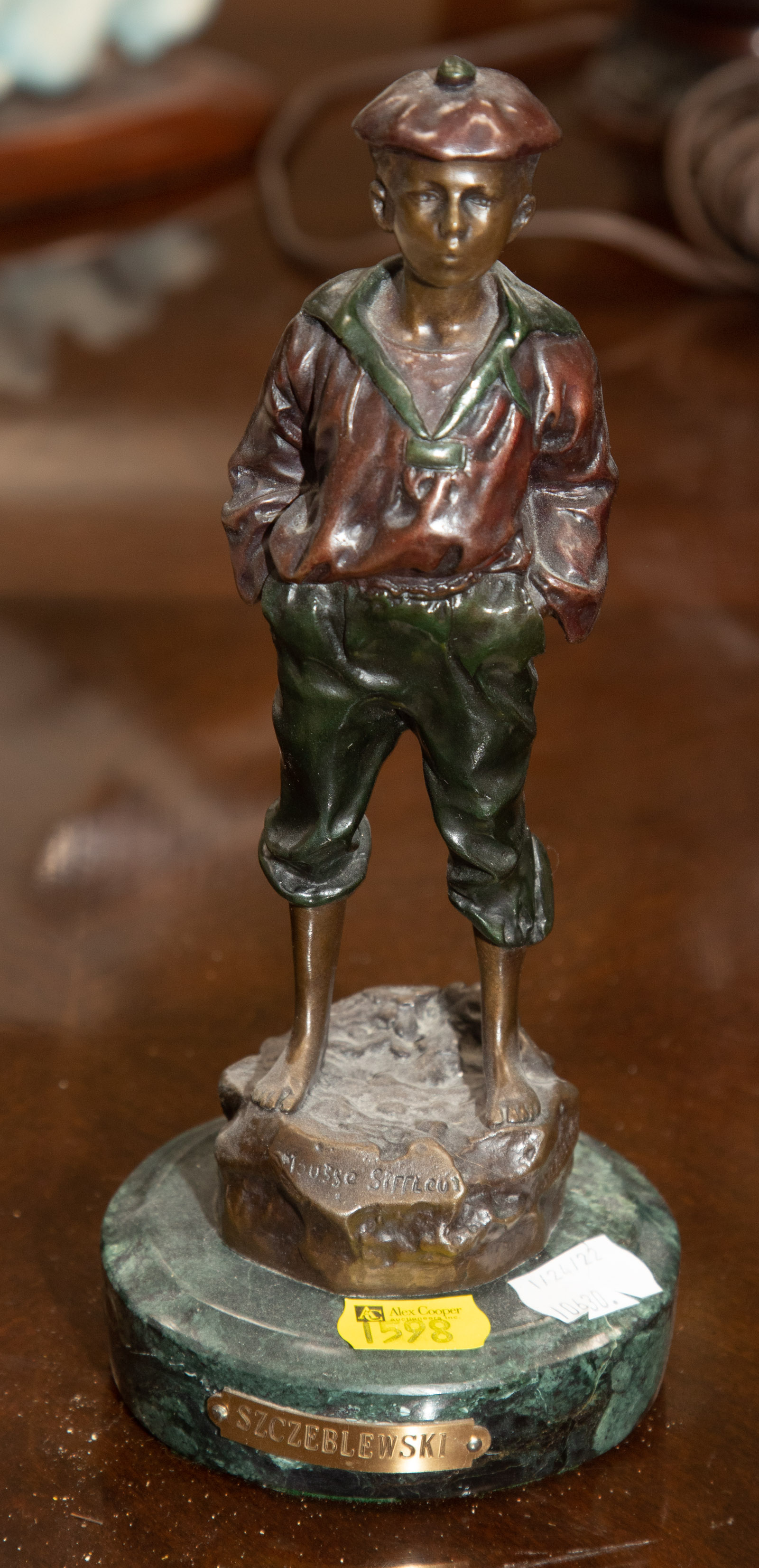 Appraisal: MODERN BRONZE SCULPTURE YOUNG BOY After Victor Szczeblewski in H