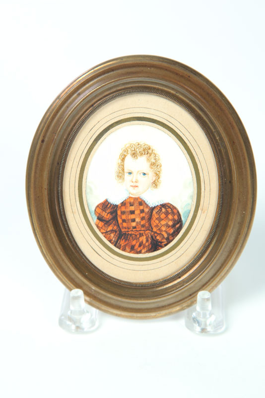 Appraisal: MINIATURE ON IVORY American nd quarter- th century Portrait of