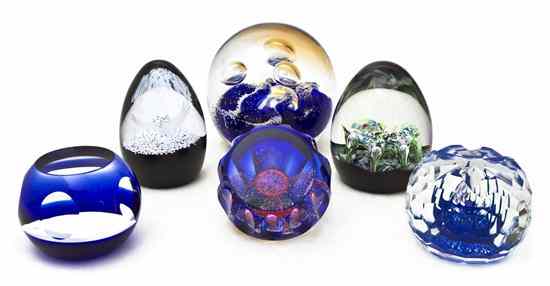 Appraisal: Six Caithness Glass Paperweights comprisng three faceted examples including Sea