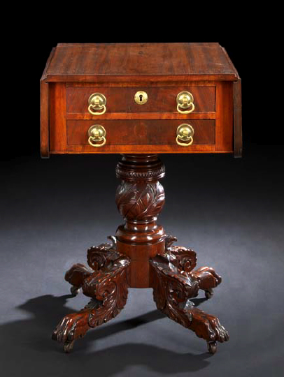 Appraisal: American Late Classical Mahogany Work Table second quarter th century