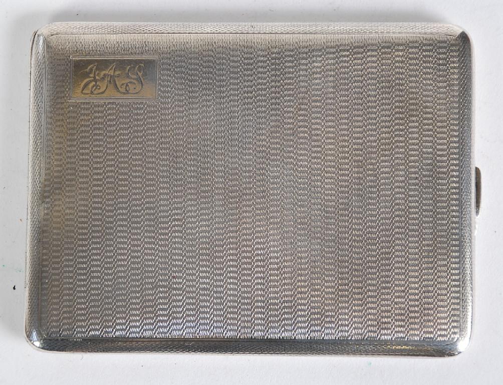 Appraisal: SILVER POCKET CIGARETTE CASE oblong and engine turned wide makers